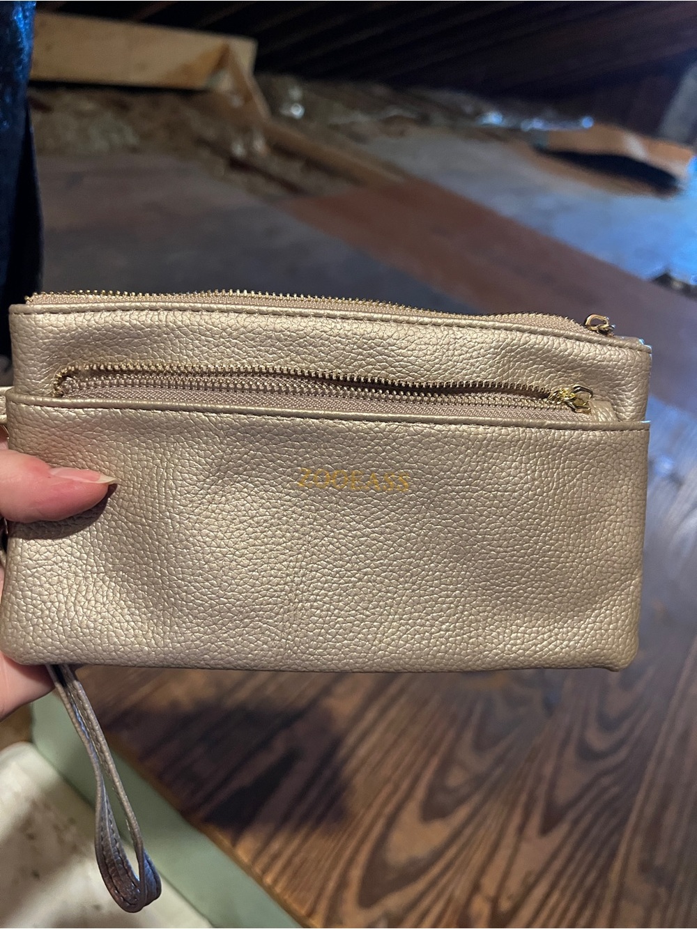 Gold Metallic Wristlet Clutch - Unknown Brand